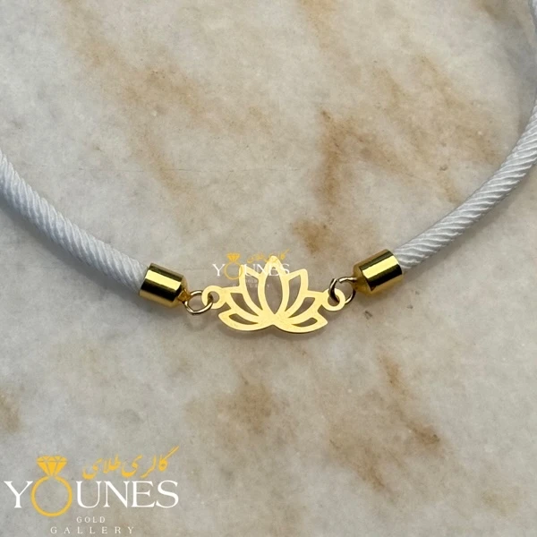 دستبند لوتوس گل ( نیلوفر ) طلا لیزری